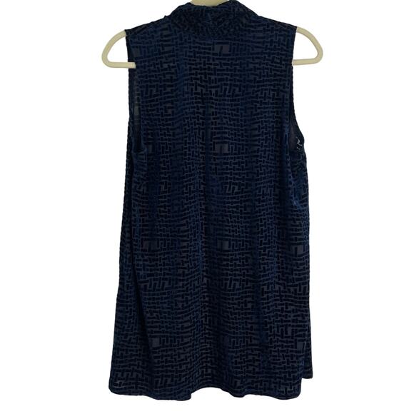 Susan Graver Blue Velvet Pattern Over Sheer Open Vest Top Women's Small - Picture 6 of 11